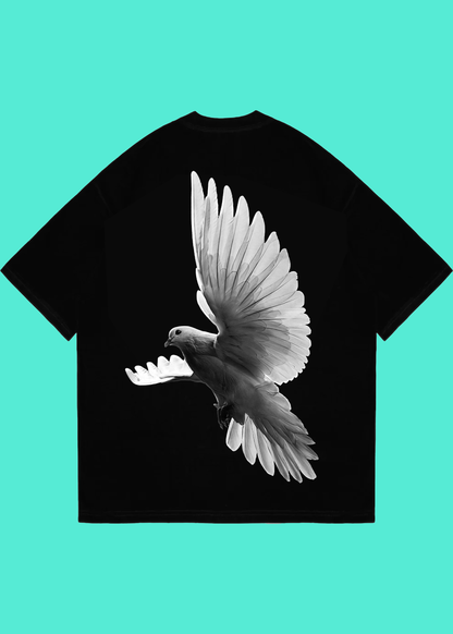 VLAM Flying Bird Back Print Unisex Oversized Tshirt