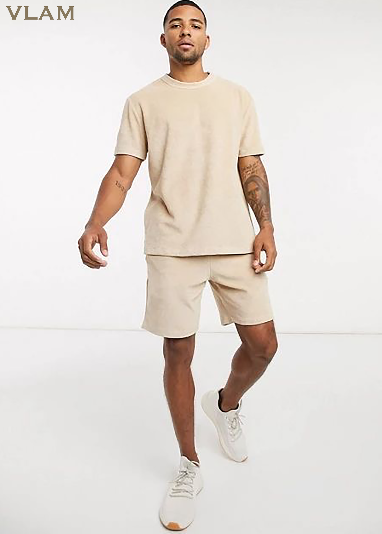 VLAM Solid Beige Unisex Shorts