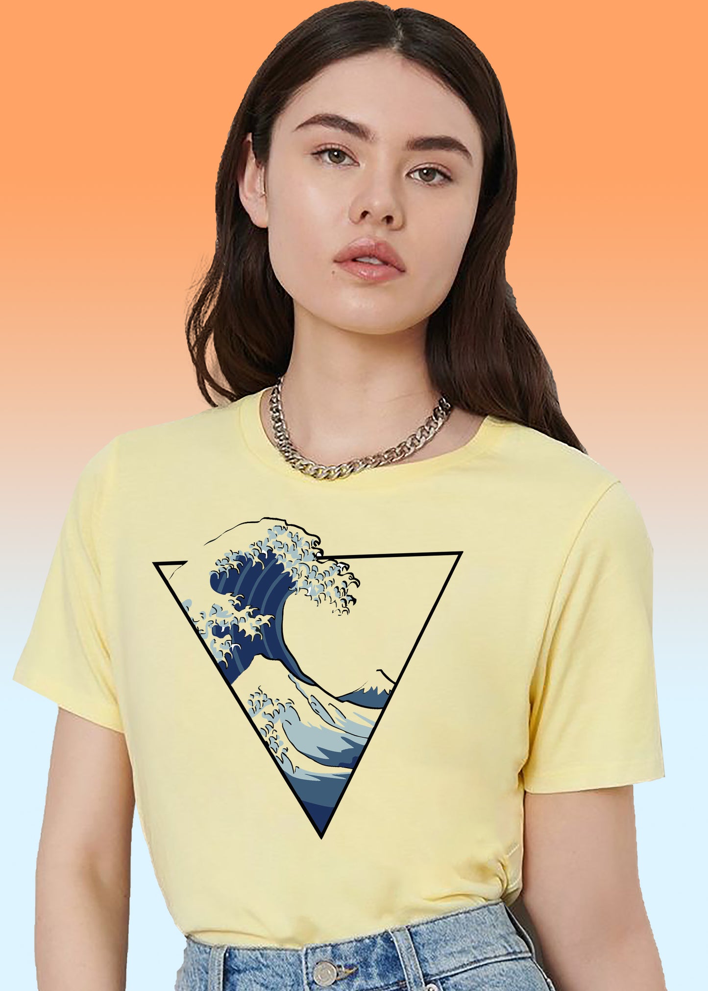 VLAM Womens Triangle Wave Print Beach Tshirt