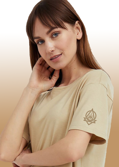 VLAM Regular Fit Beige Solid Tshirt