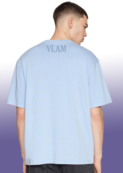 VLAM Sky Blue Regular Fit Solid Tshirt