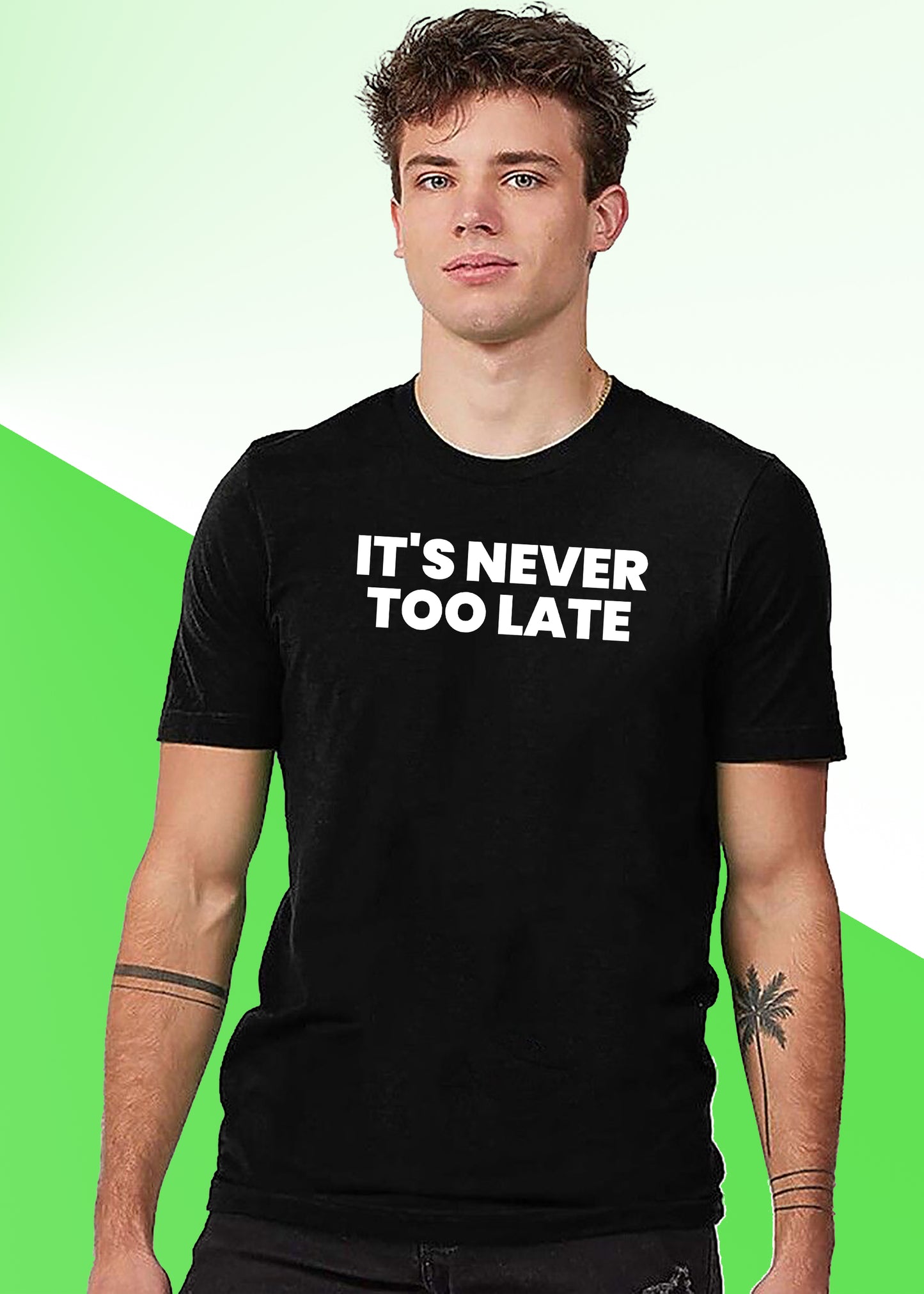 VLAM Its Never Too Late Statement Tshirt For Men