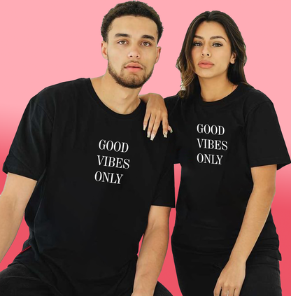 VLAM Good Vibes Only Couple Tshirt (Pack Of 2)