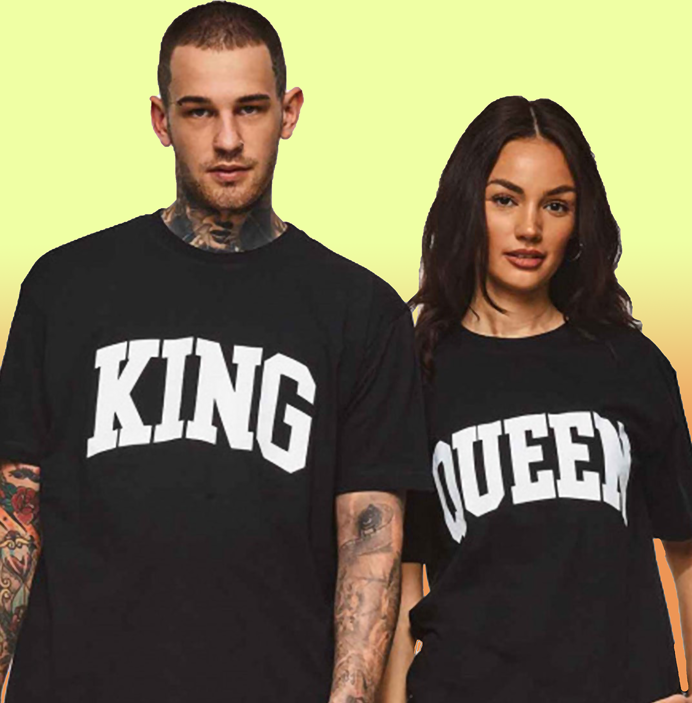 VLAM King and Queen Printed Couple Tshirt (Pack Of 2)