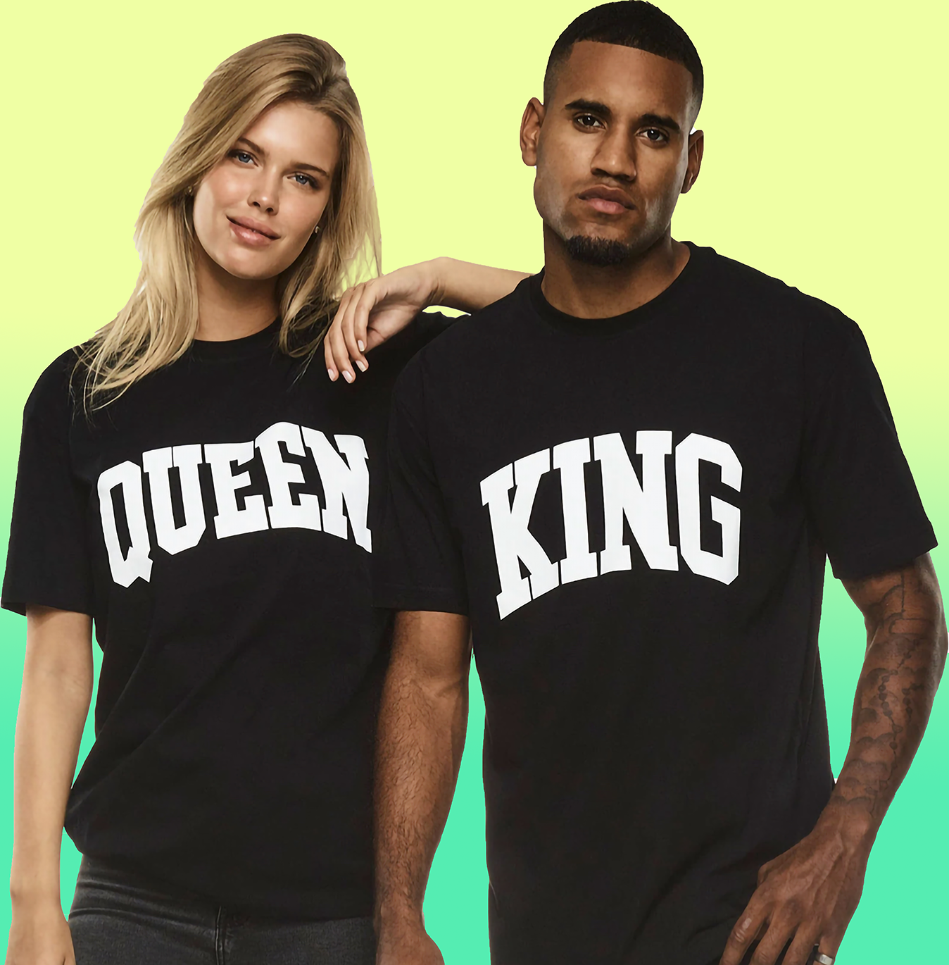 VLAM King and Queen Printed Couple Tshirt (Pack Of 2)