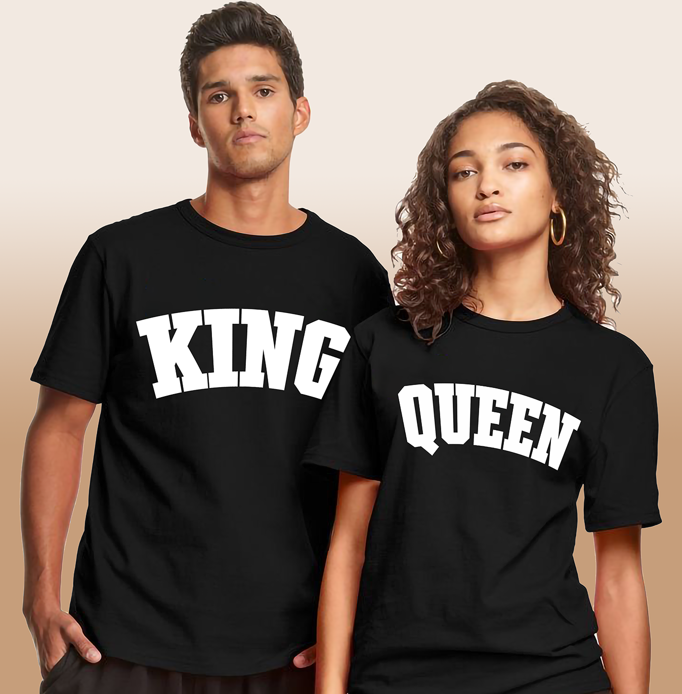 VLAM King and Queen Printed Couple Tshirt (Pack Of 2)