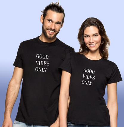 VLAM Good Vibes Only Couple Tshirt (Pack Of 2)
