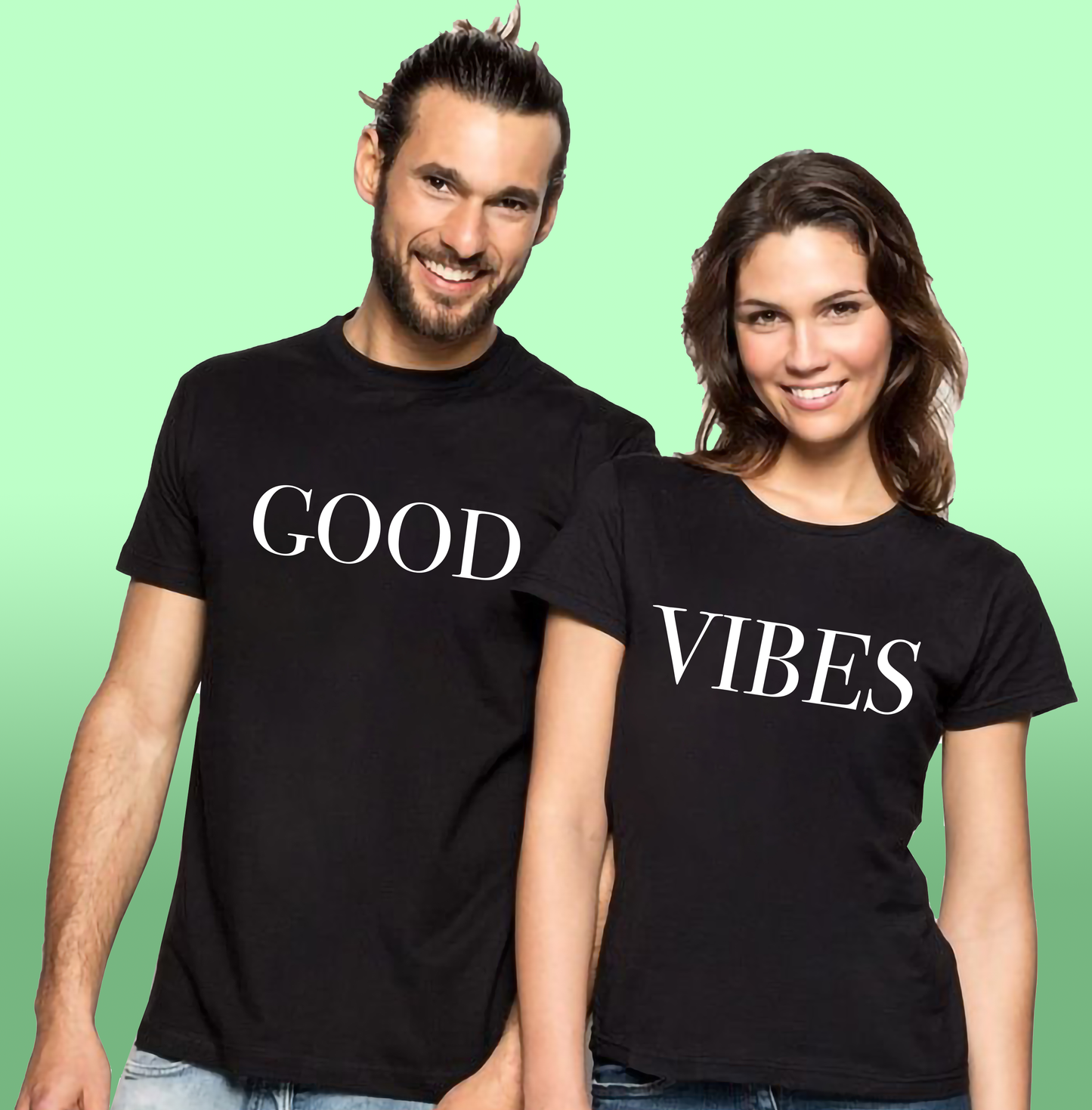 VLAM Good Vibes Black Couple Tshirt (Pack Of 2)