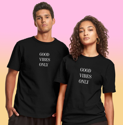 VLAM Good Vibes Only Couple Tshirt (Pack Of 2)