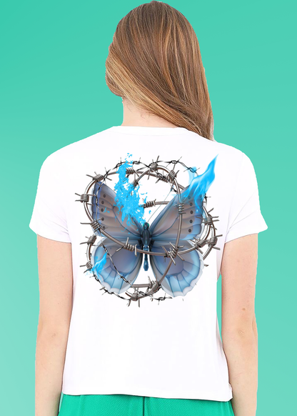 VLAM Graphic Butterfly Back Print Women Tshirt
