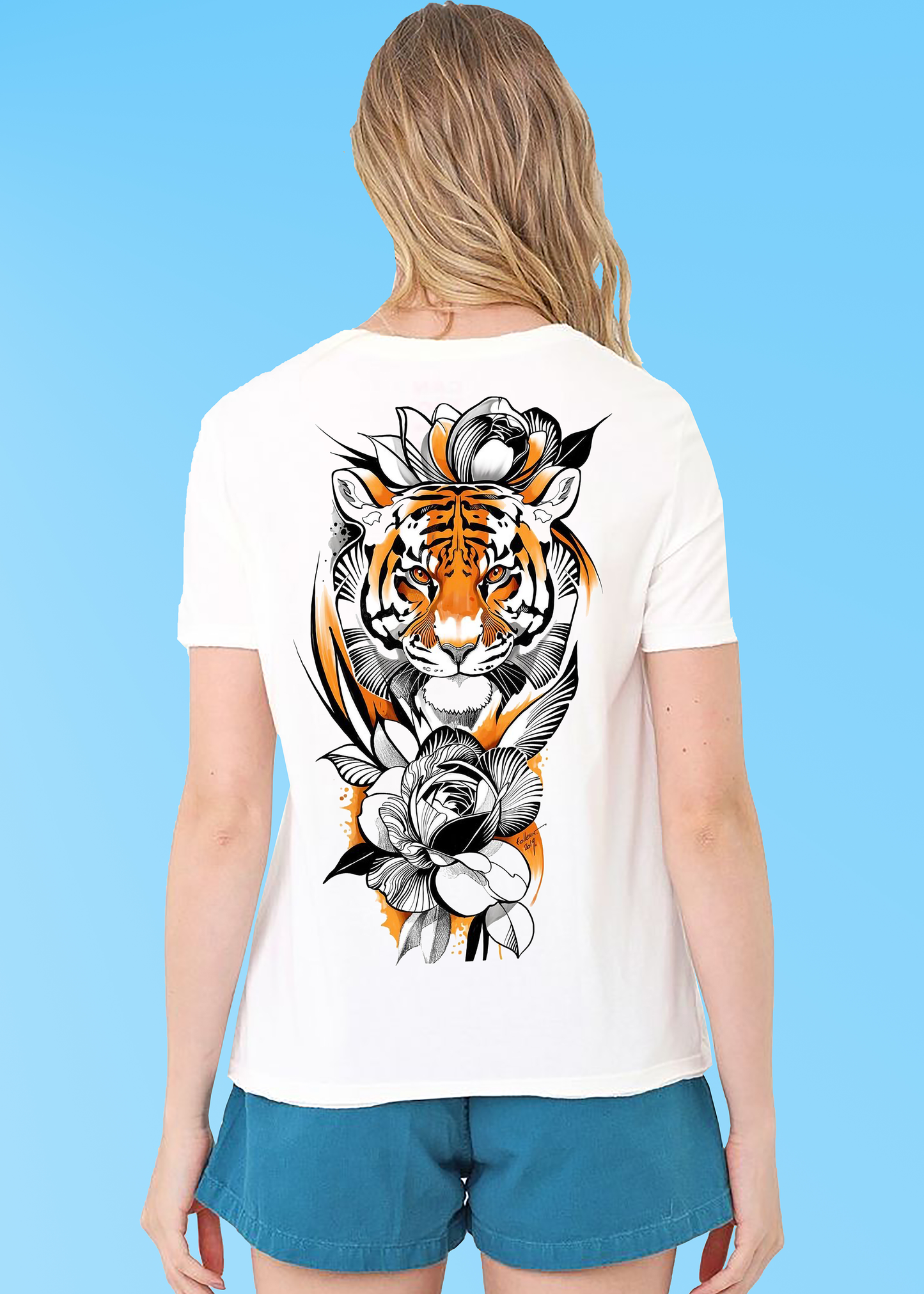 VLAM Tiger Back Print Womens Streetwear T-shirt