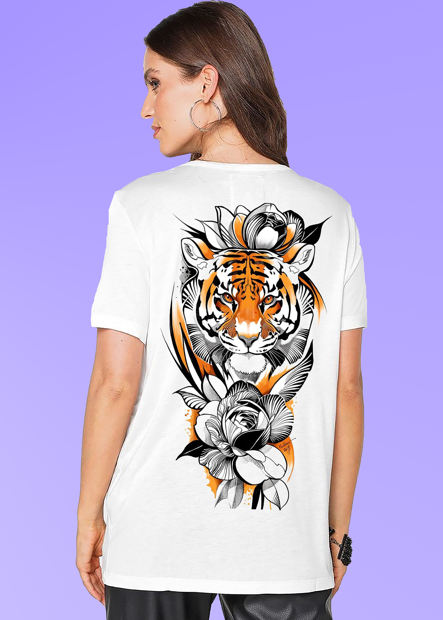 VLAM Tiger Back Print Womens Streetwear T-shirt