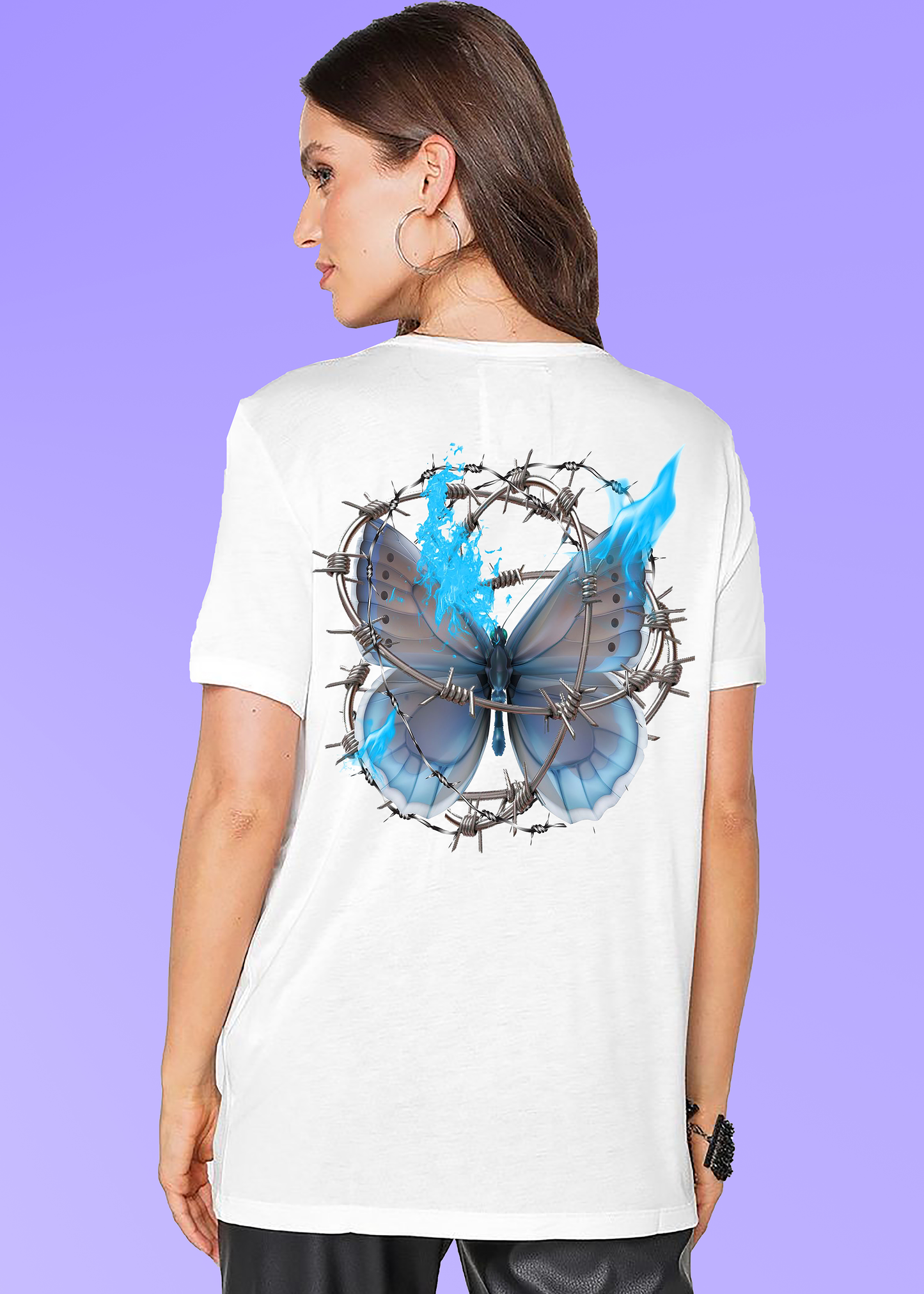 VLAM Graphic Butterfly Back Print Women Tshirt