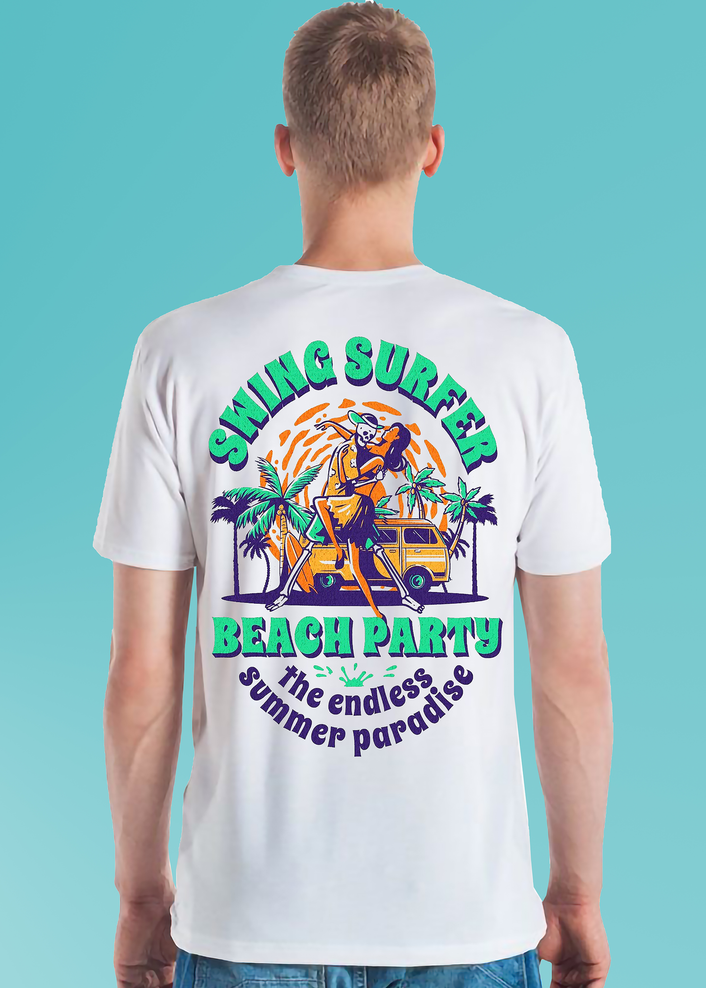 VLAM Back Printed Beach Party Mens T-shirt