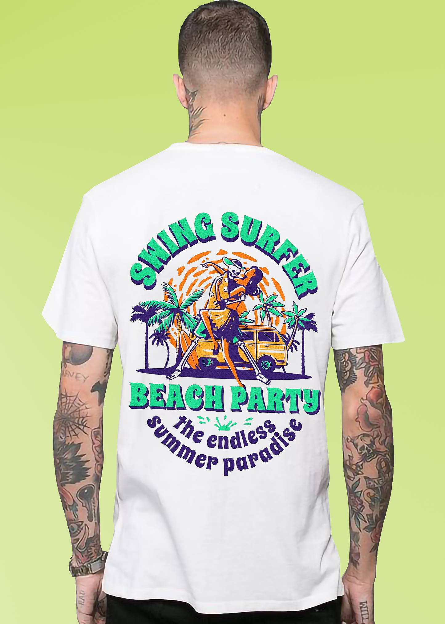 VLAM Back Printed Beach Party Mens T-shirt