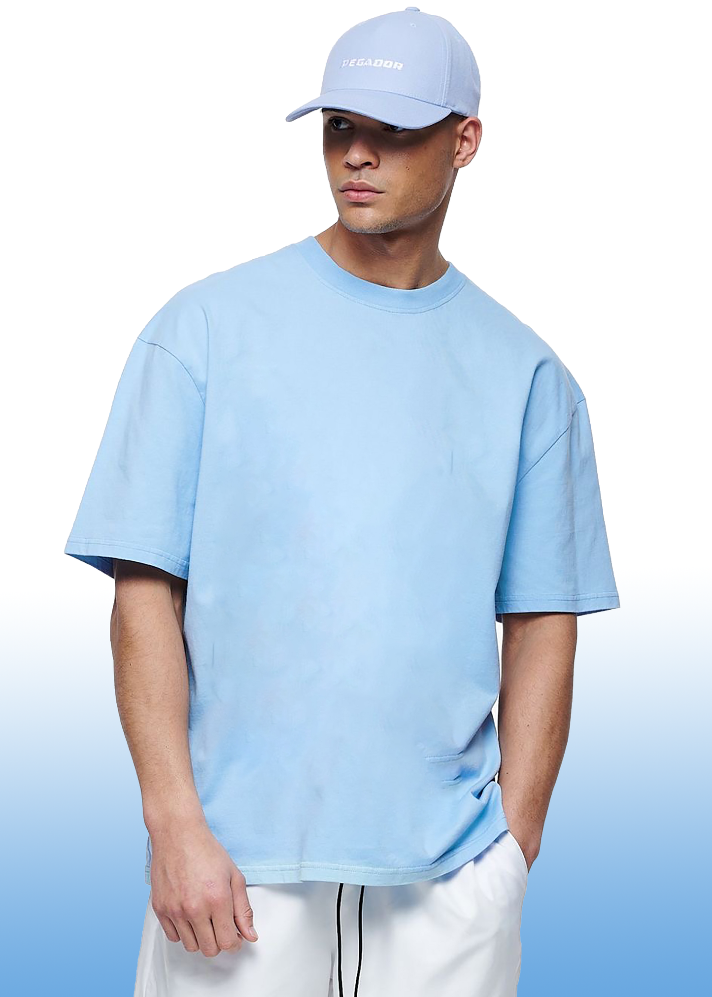 VLAM Sky Blue Solid Oversized Tshirt