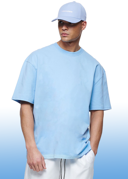 VLAM Sky Blue Solid Oversized Tshirt