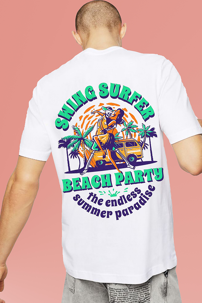 VLAM Back Printed Beach Party Mens T-shirt