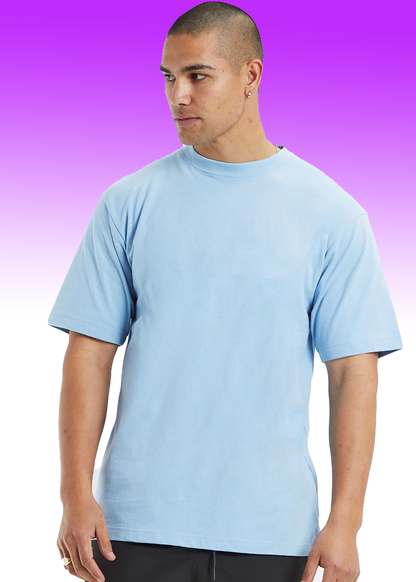 VLAM Sky Blue Solid Oversized Tshirt