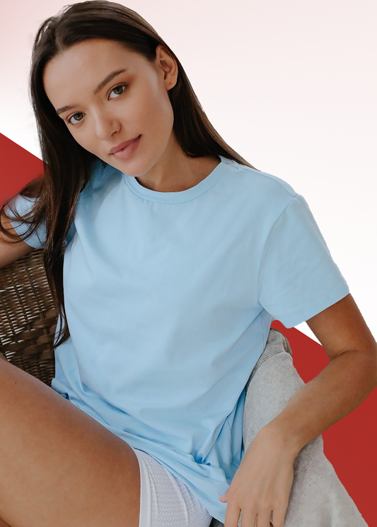 VLAM Sky Blue Regular Fit Solid Tshirt