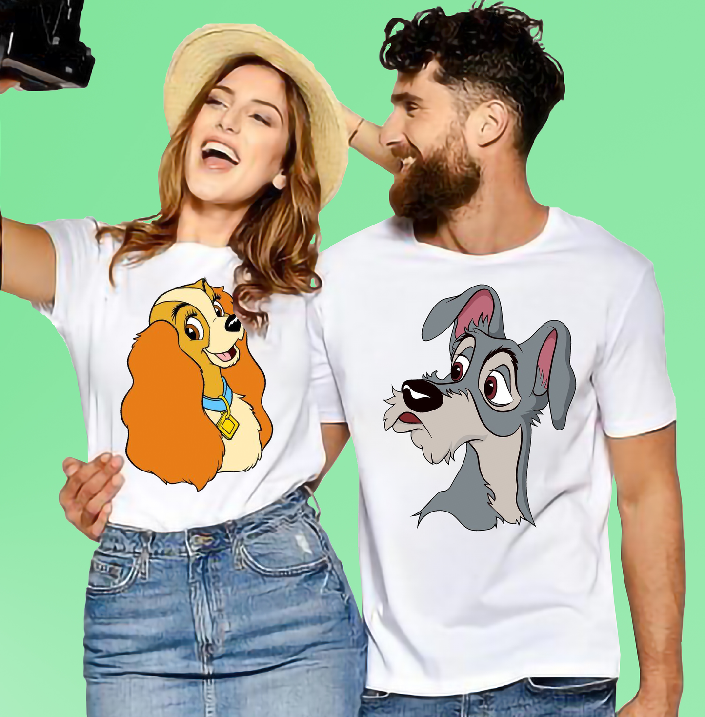VLAM Lady Tramp Cartoon Couple Tshirt (Pack Of 2)