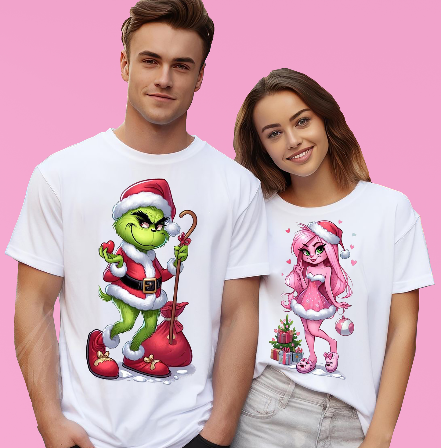 VLAM Santa Grinch Couple Tshirt (Pack Of 2)