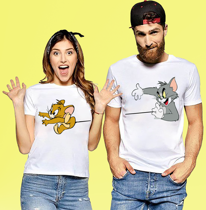 VLAM Tom and Jerry Cartoon Couple Tshirt (Pack Of 2)