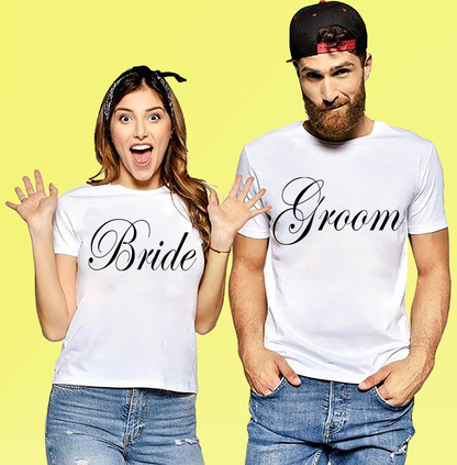 VLAM Groom and Bride Couple Tshirt (Pack Of 2)