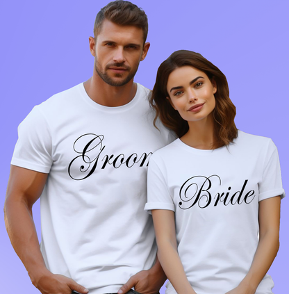 VLAM Groom and Bride Couple Tshirt (Pack Of 2)