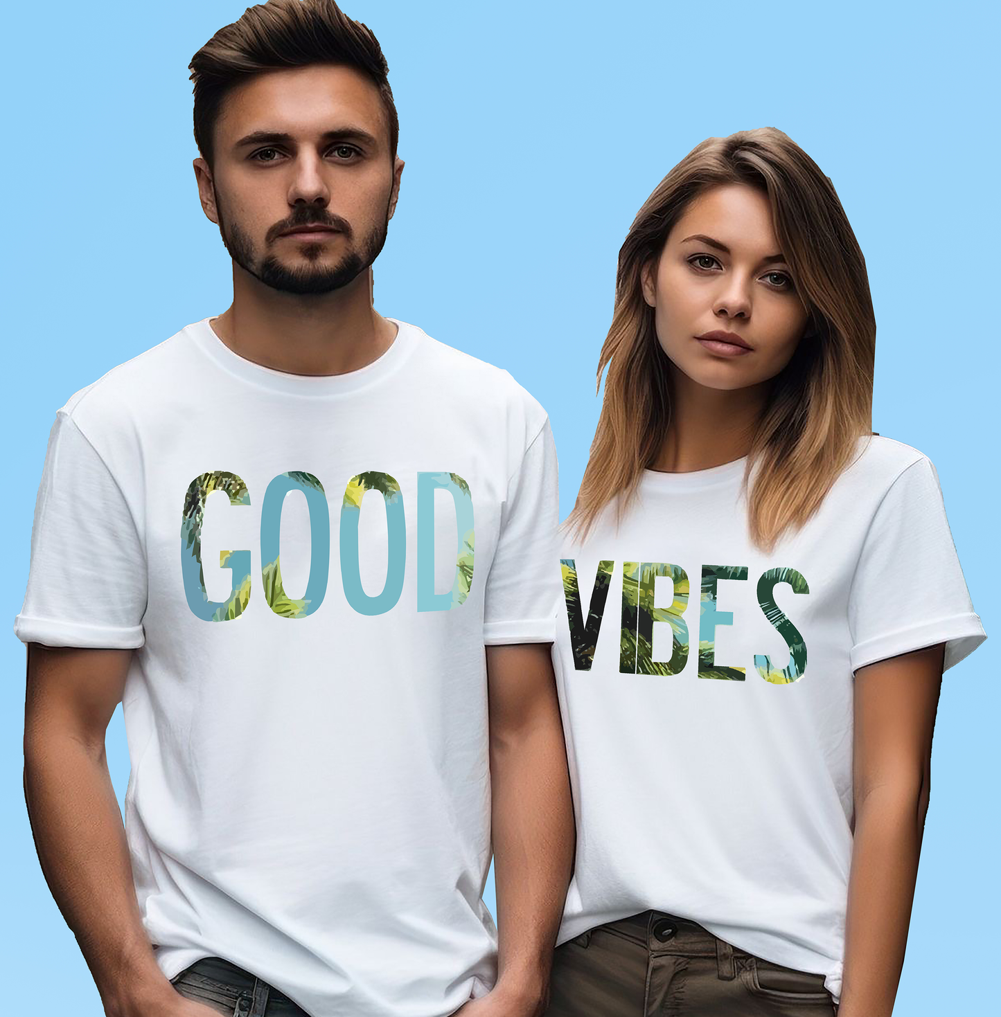 VLAM Good Vibes Couple T-shirt (Pack Of 2)