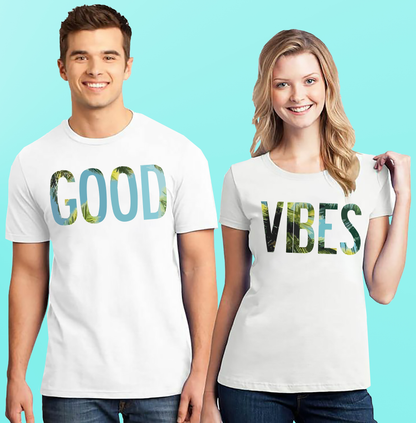 VLAM Good Vibes Couple T-shirt (Pack Of 2)