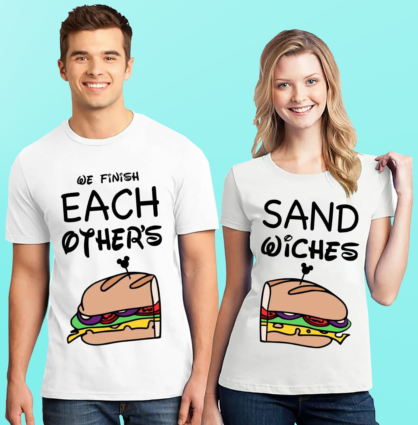 VLAM Sandwich Quote Print Couple Tshirt (Pack Of 2)