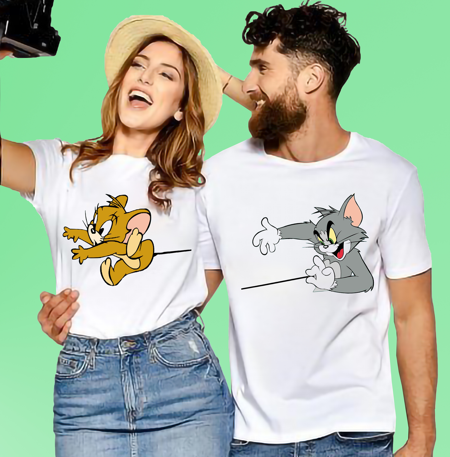 VLAM Tom and Jerry Cartoon Couple Tshirt (Pack Of 2)