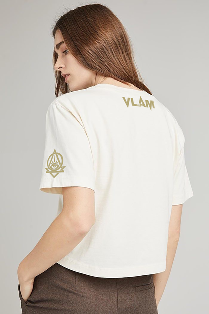 VLAM Regular Fit Beige Solid Tshirt