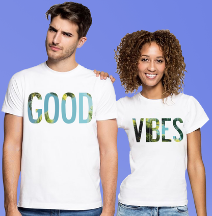 VLAM Good Vibes Couple T-shirt (Pack Of 2)
