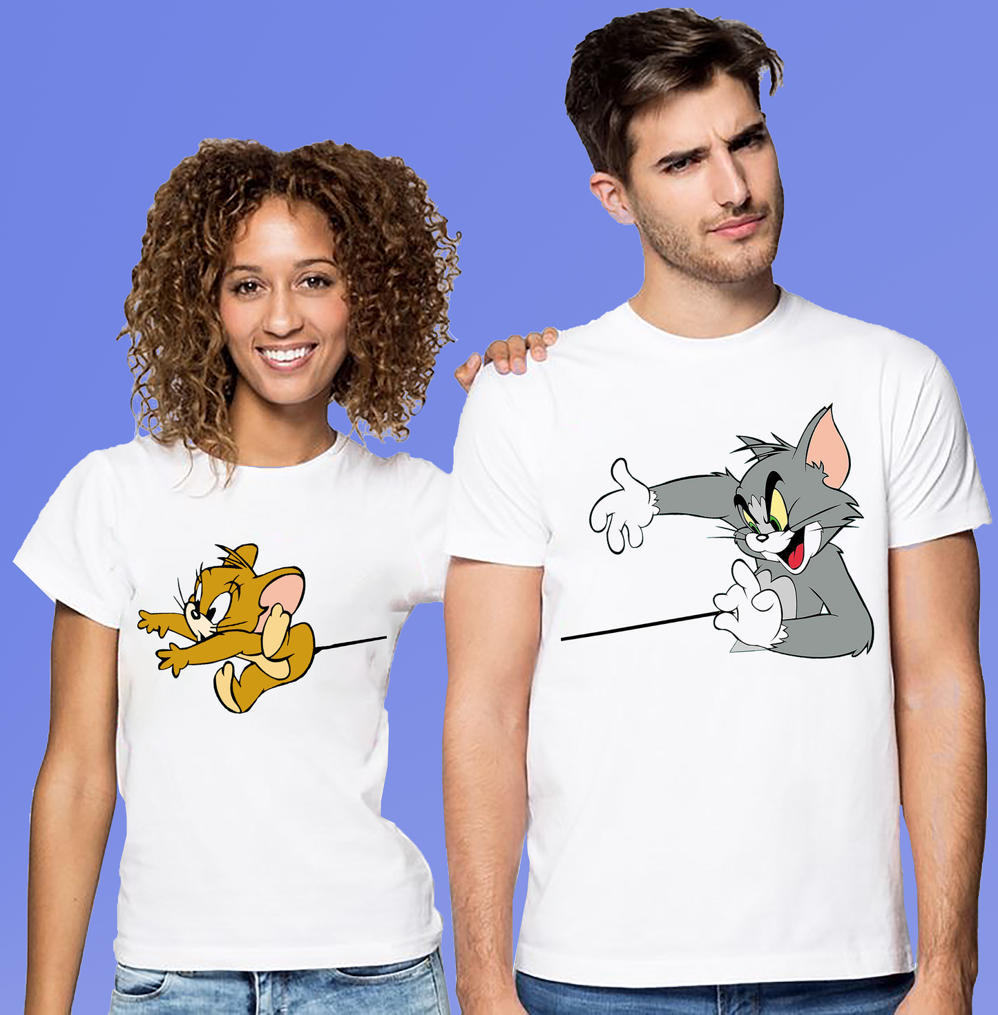 VLAM Tom and Jerry Cartoon Couple Tshirt (Pack Of 2)