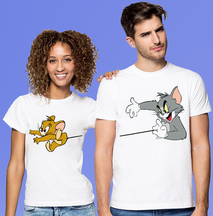 VLAM Tom and Jerry Cartoon Couple Tshirt (Pack Of 2)