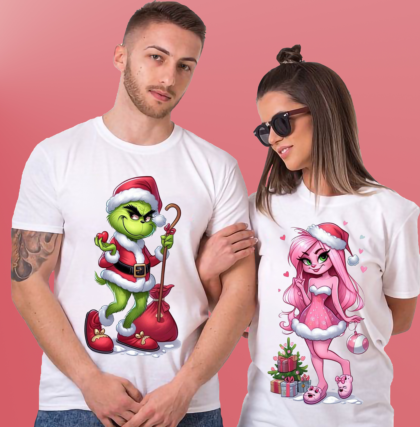 VLAM Santa Grinch Couple Tshirt (Pack Of 2)