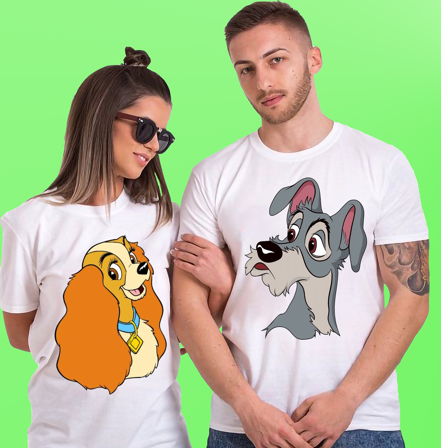 VLAM Lady Tramp Cartoon Couple Tshirt (Pack Of 2)