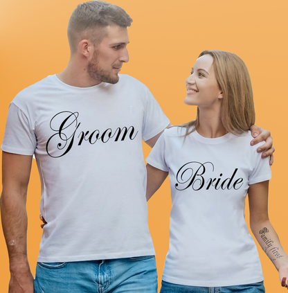 VLAM Groom and Bride Couple Tshirt (Pack Of 2)