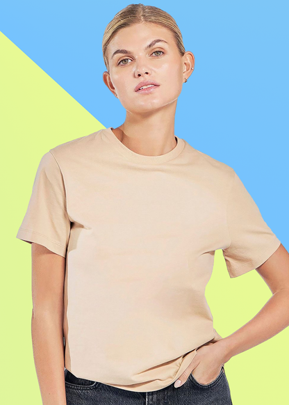 VLAM Regular Fit Beige Solid Tshirt