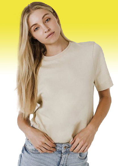 VLAM Regular Fit Beige Solid Tshirt