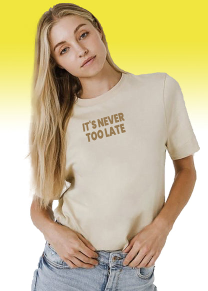 VLAM Never Too Late Statement Tshirt For Women