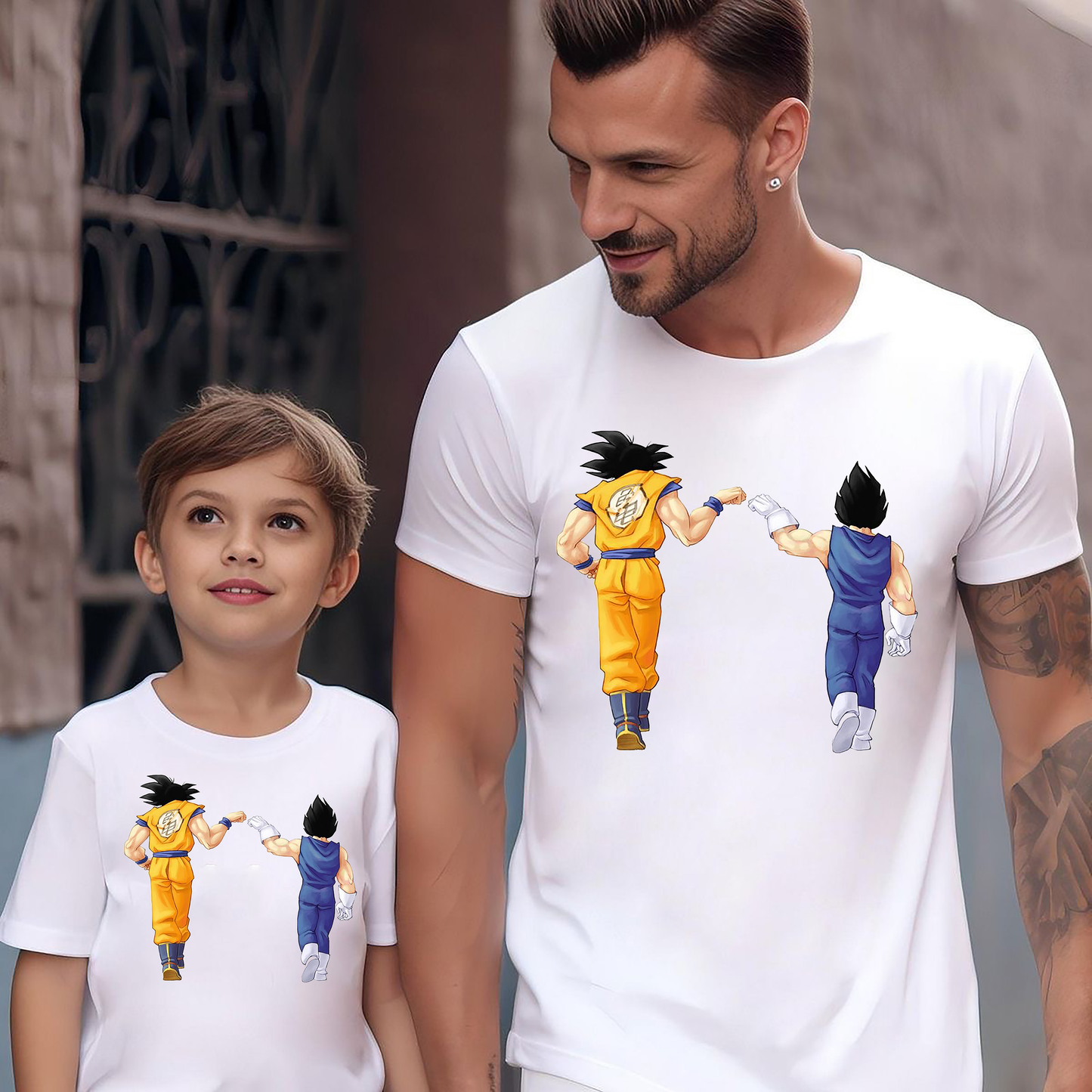 VLAM Dad and Son Goku Cartoon Tshirt