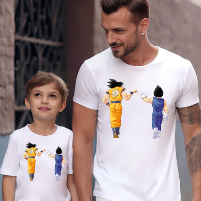 VLAM Dad and Son Goku Cartoon Tshirt
