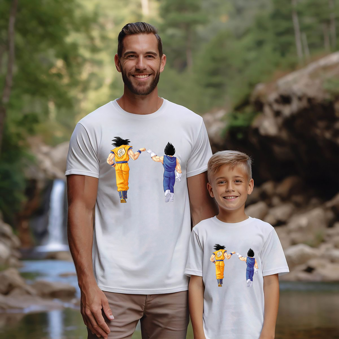VLAM Dad and Son Goku Cartoon Tshirt