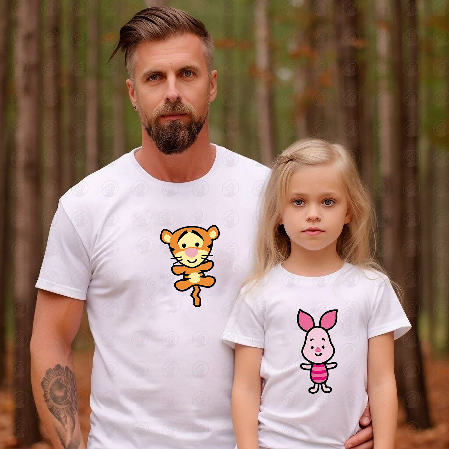 VLAM Cute Cartoon Print Dad and Daughter T-shirt