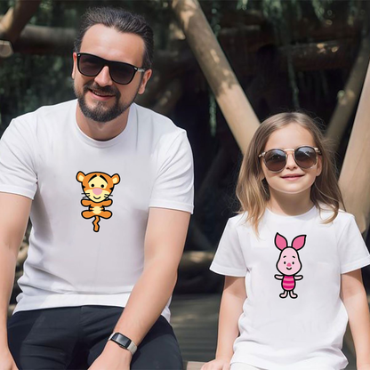 VLAM Cute Cartoon Print Dad and Daughter T-shirt