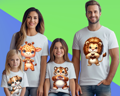 VLAM Animal Printed Family Tshirt (Pack Of 4)