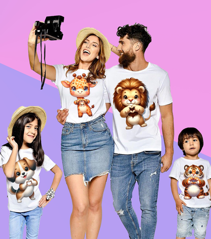 VLAM Animal Printed Family Tshirt (Pack Of 4)